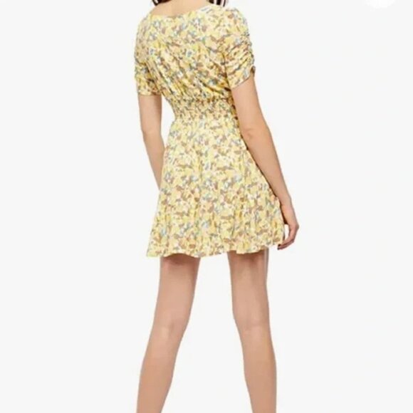 Free People Forget Me Not Yellow Mini Dress Size 0 Floral Boho - Picture 14 of 15